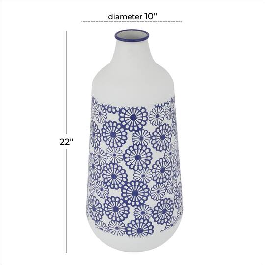 White Iron French Country Vase, 22" x 13" x 10"